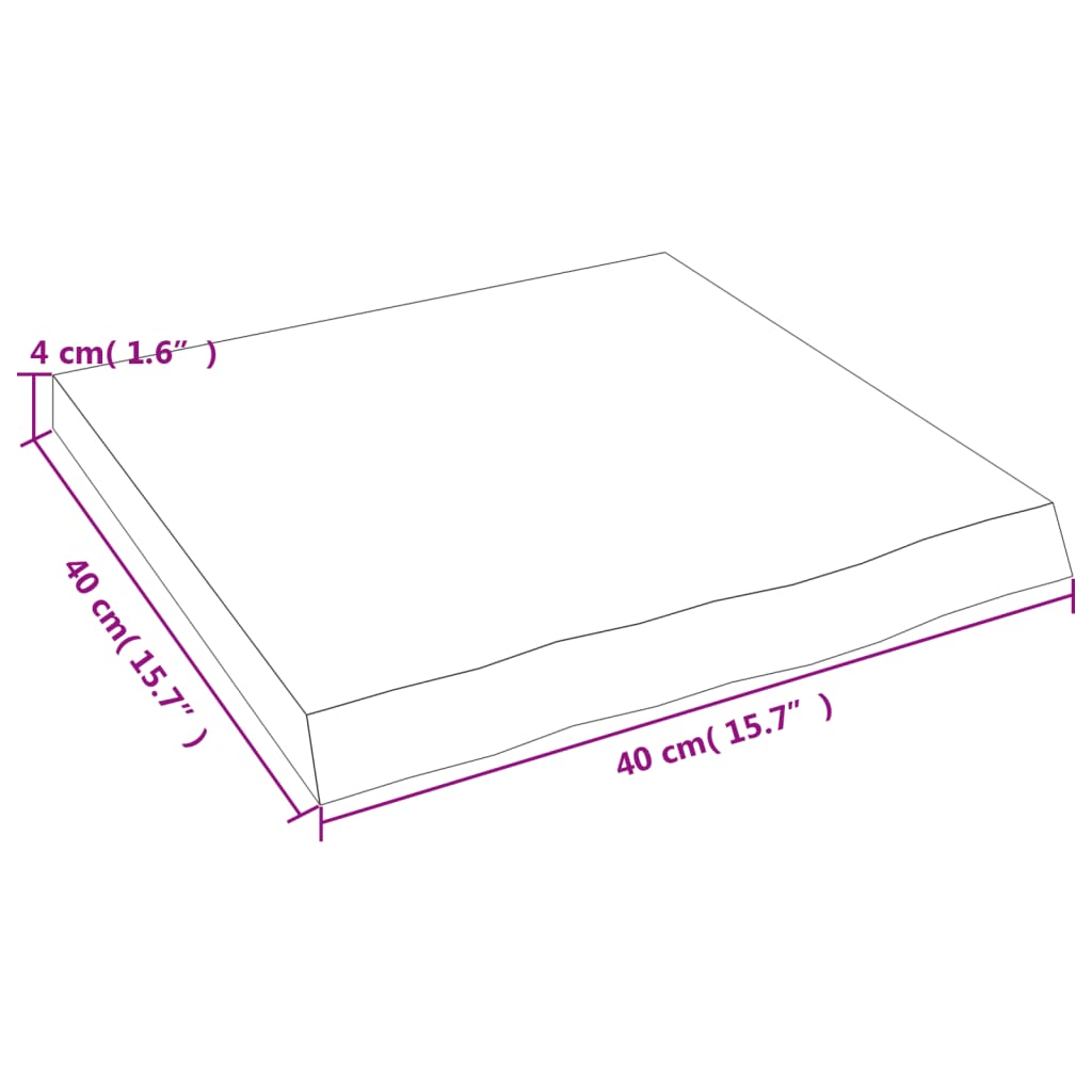 væghylde 40x40x(2-4) cm ubehandlet massivt egetræ