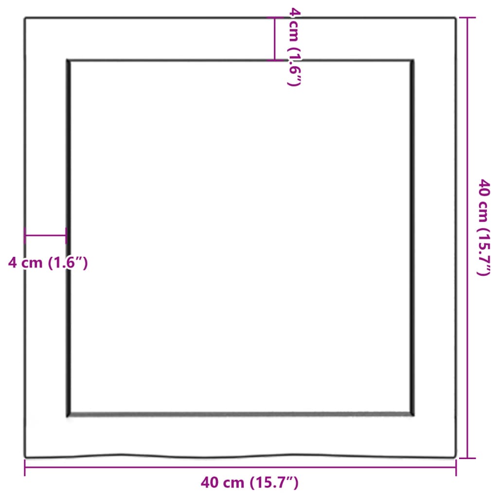 væghylde 40x40x(2-4) cm ubehandlet massivt egetræ