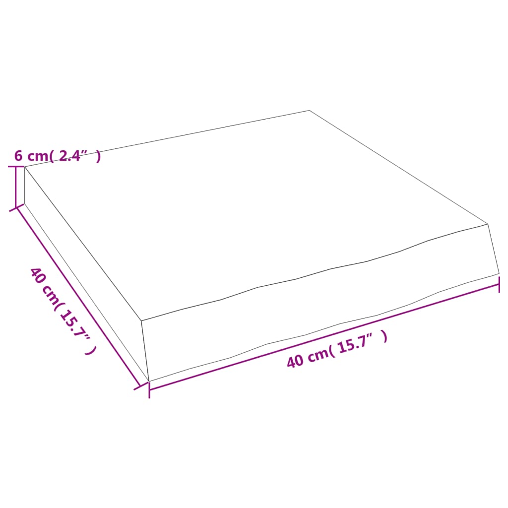 væghylde 40x40x(2-6) cm ubehandlet massivt egetræ