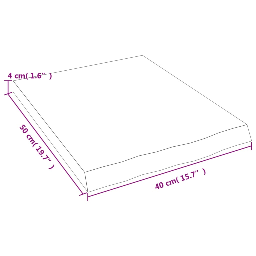 væghylde 40x50x(2-4) cm ubehandlet massivt egetræ