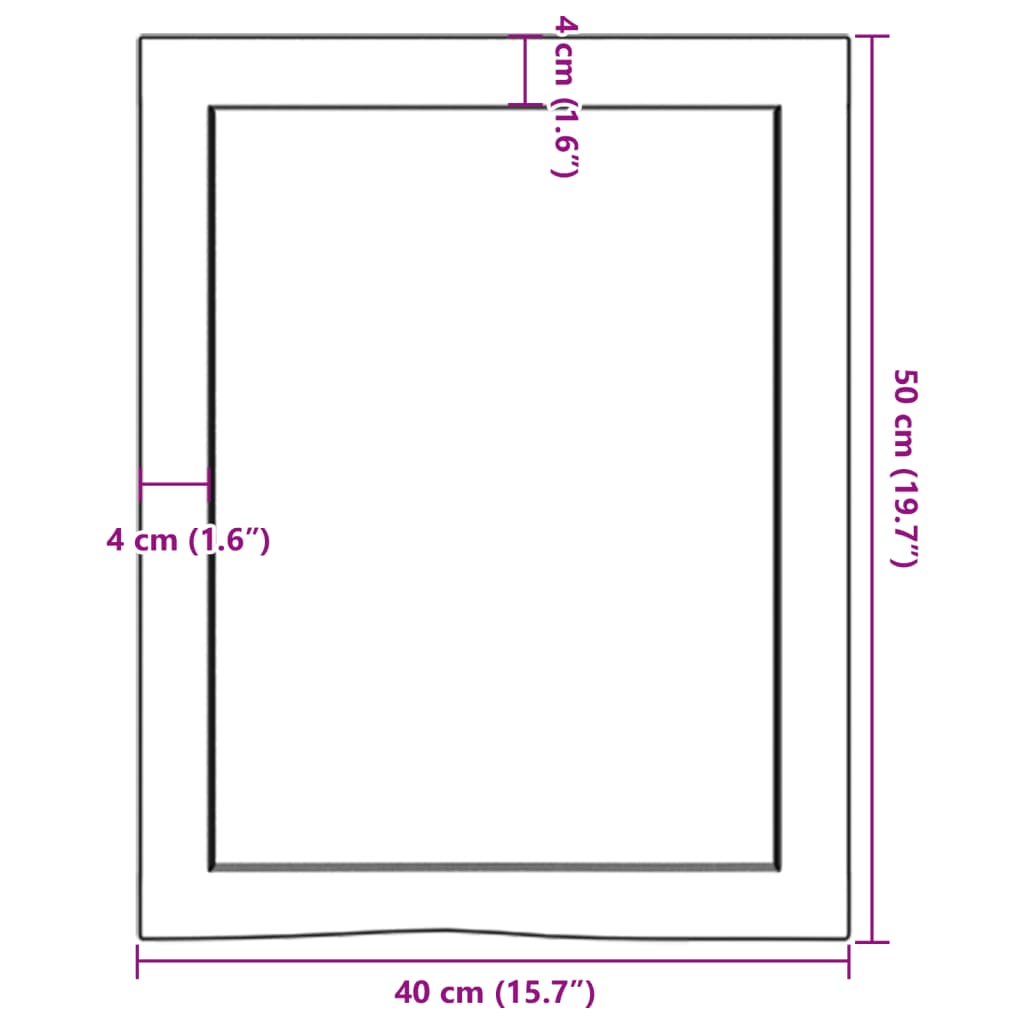 væghylde 40x50x(2-4) cm ubehandlet massivt egetræ