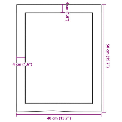 væghylde 40x50x(2-4) cm ubehandlet massivt egetræ