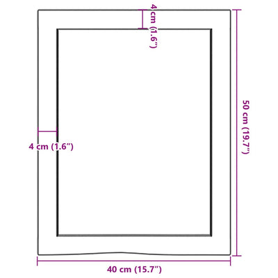 væghylde 40x50x(2-6) cm ubehandlet massivt egetræ