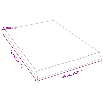 væghylde 40x60x(2-4) cm ubehandlet massivt egetræ