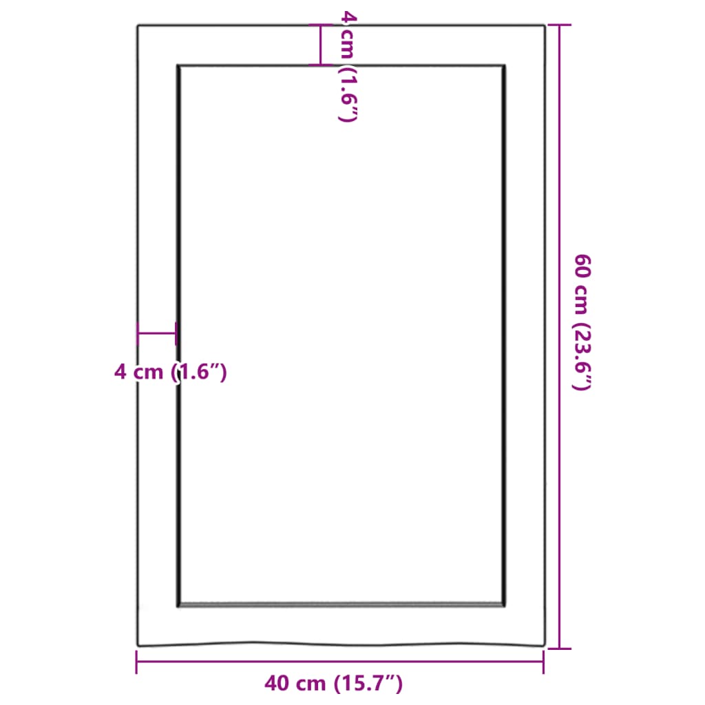 væghylde 40x60x(2-4) cm ubehandlet massivt egetræ