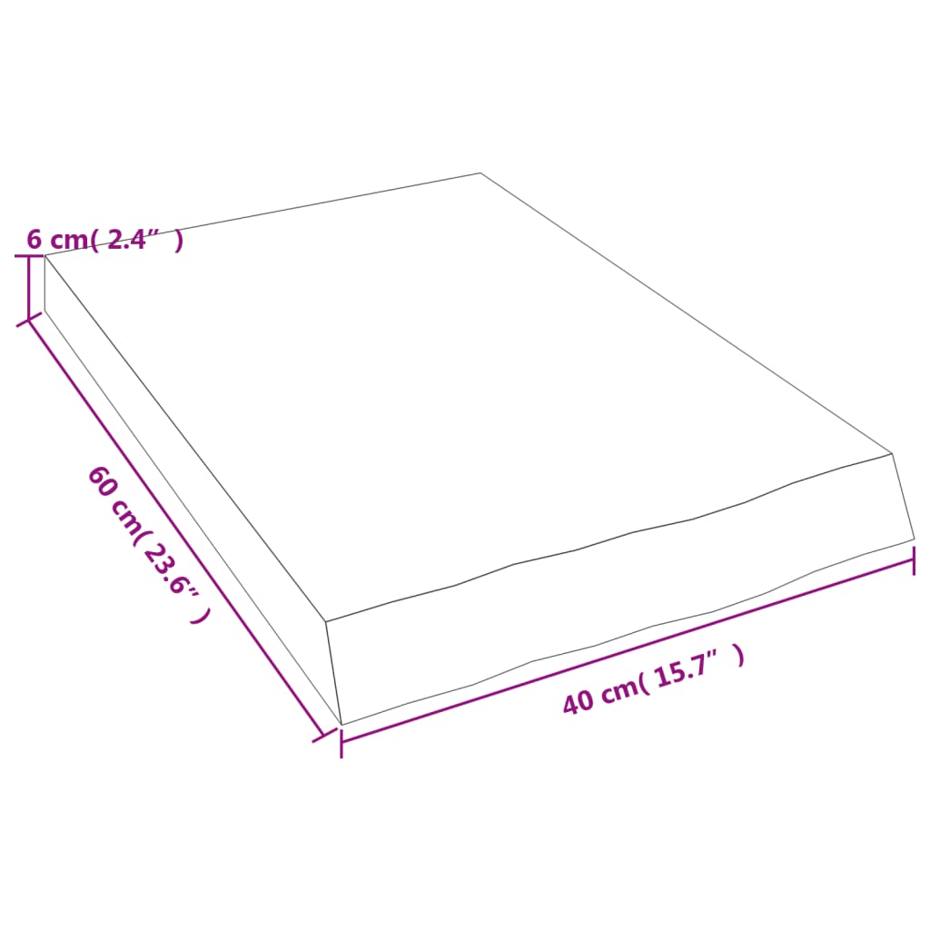 væghylde 40x60x(2-6) cm ubehandlet massivt egetræ