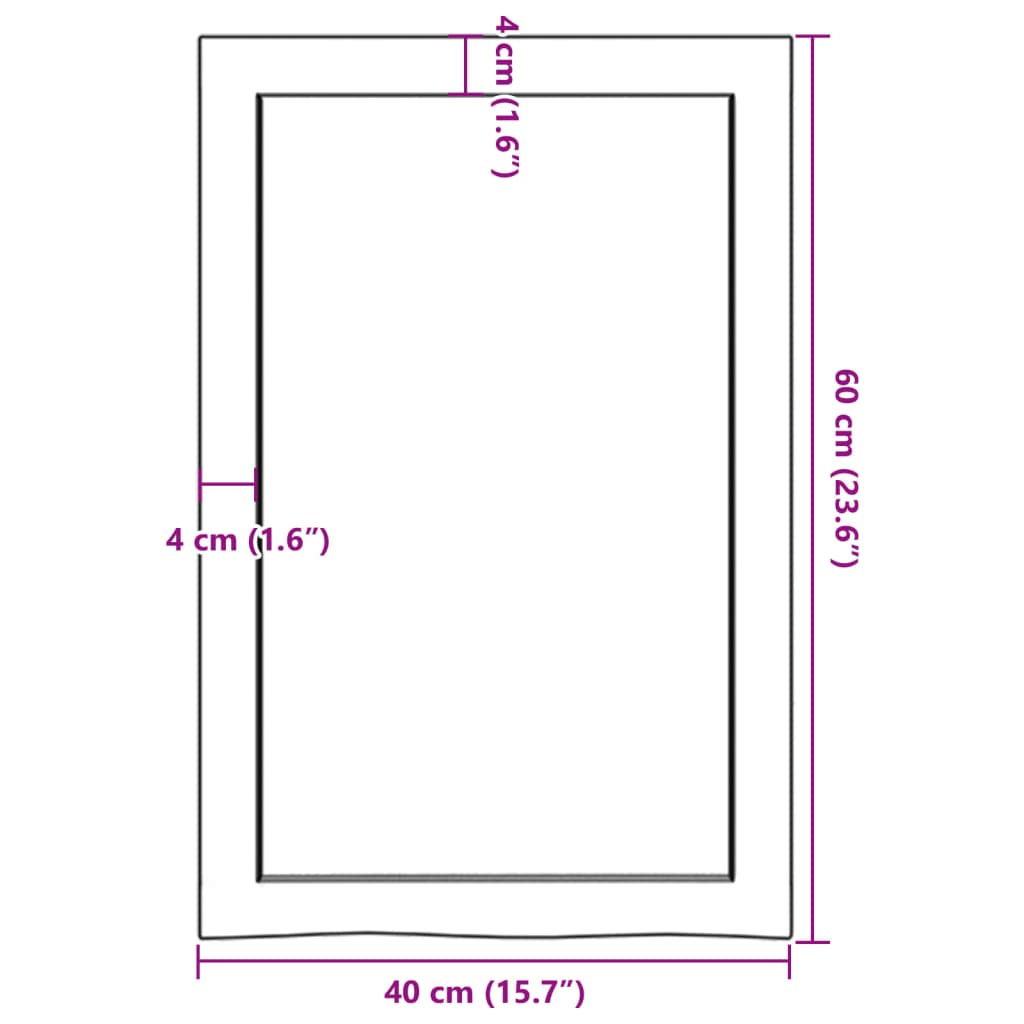 væghylde 40x60x(2-6) cm ubehandlet massivt egetræ