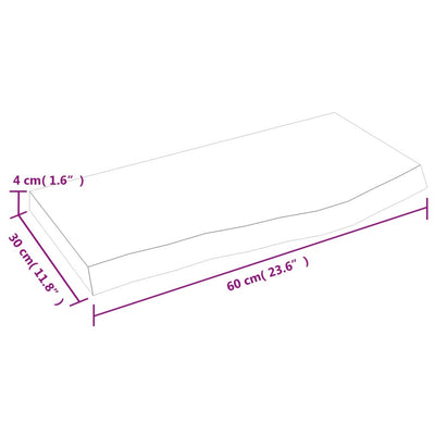 væghylde 60x30x(2-4) cm ubehandlet massivt egetræ