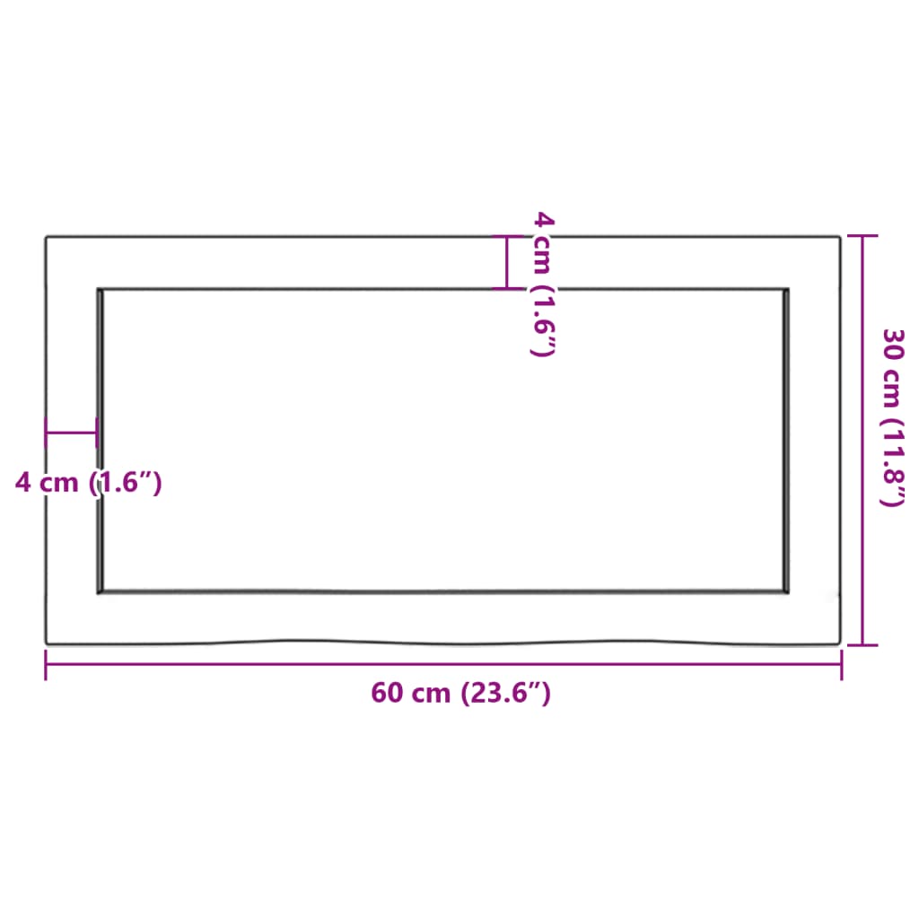 væghylde 60x30x(2-4) cm ubehandlet massivt egetræ