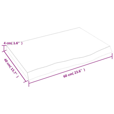 væghylde 60x40x(2-4) cm ubehandlet massivt egetræ