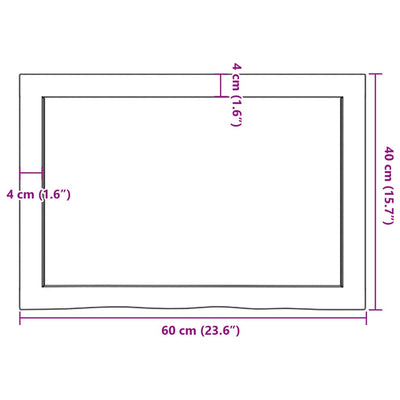 væghylde 60x40x(2-4) cm ubehandlet massivt egetræ