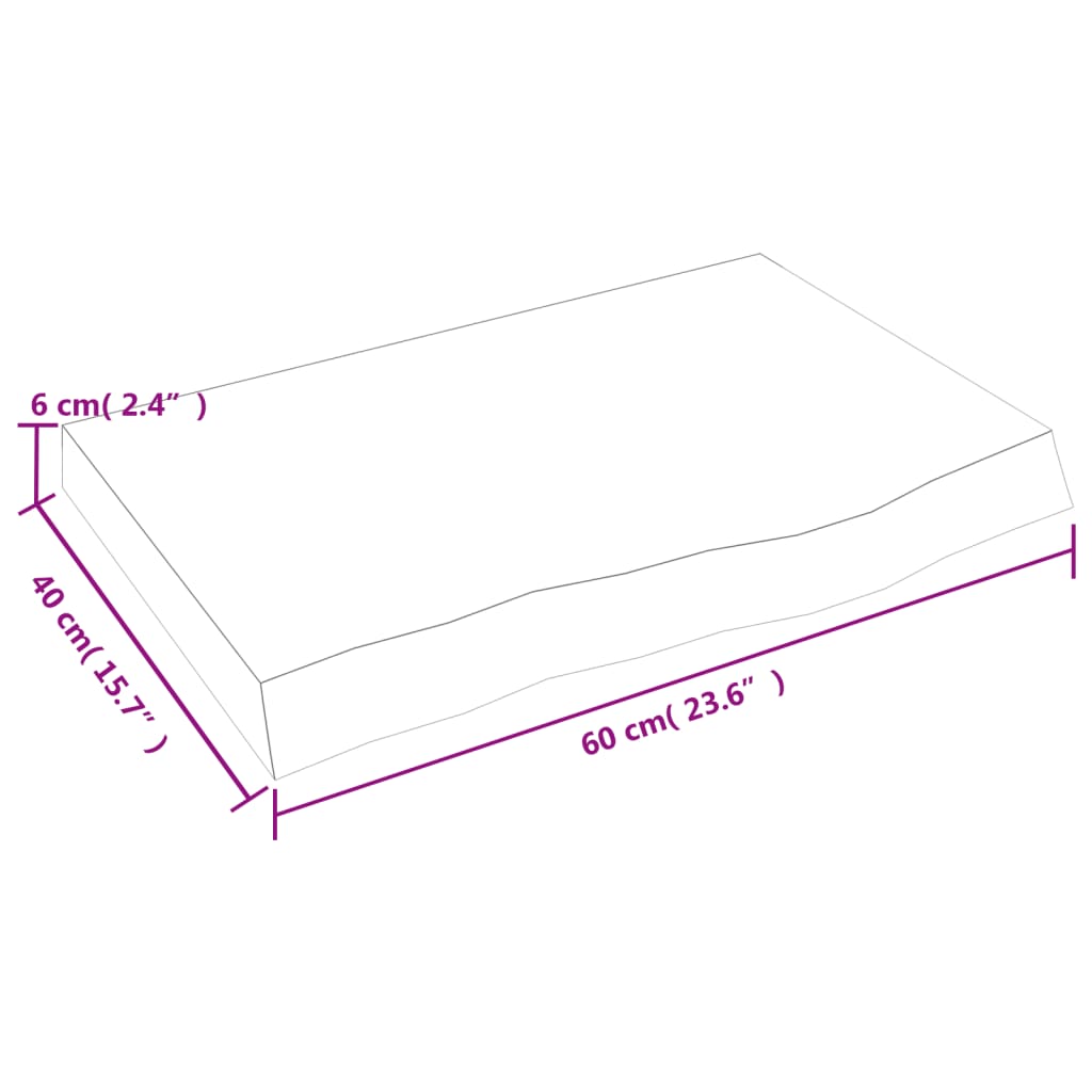 væghylde 60x40x(2-6) cm ubehandlet massivt egetræ