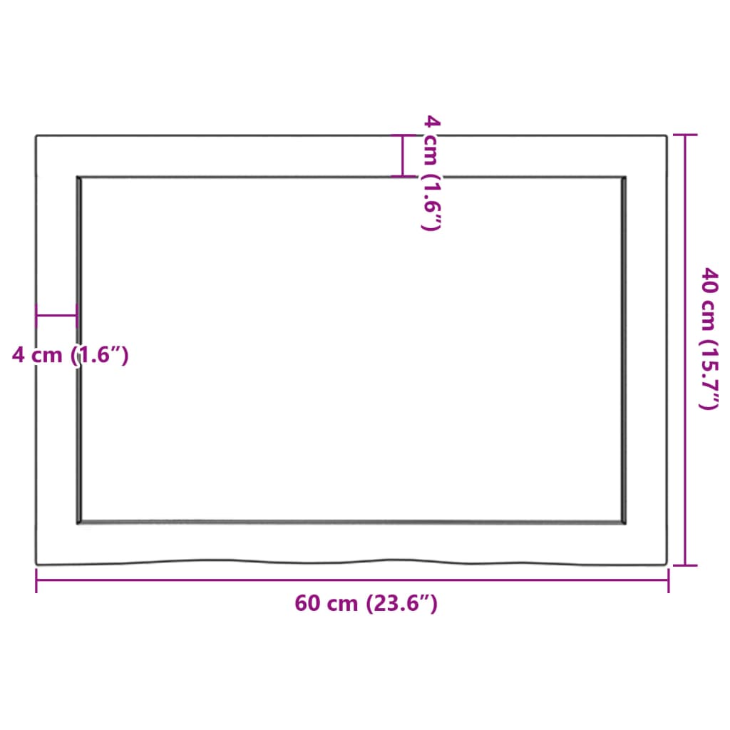 væghylde 60x40x(2-6) cm ubehandlet massivt egetræ