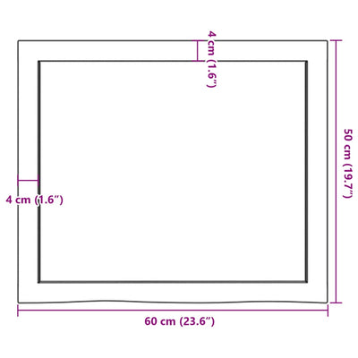 væghylde 60x50x(2-6) cm ubehandlet massivt egetræ