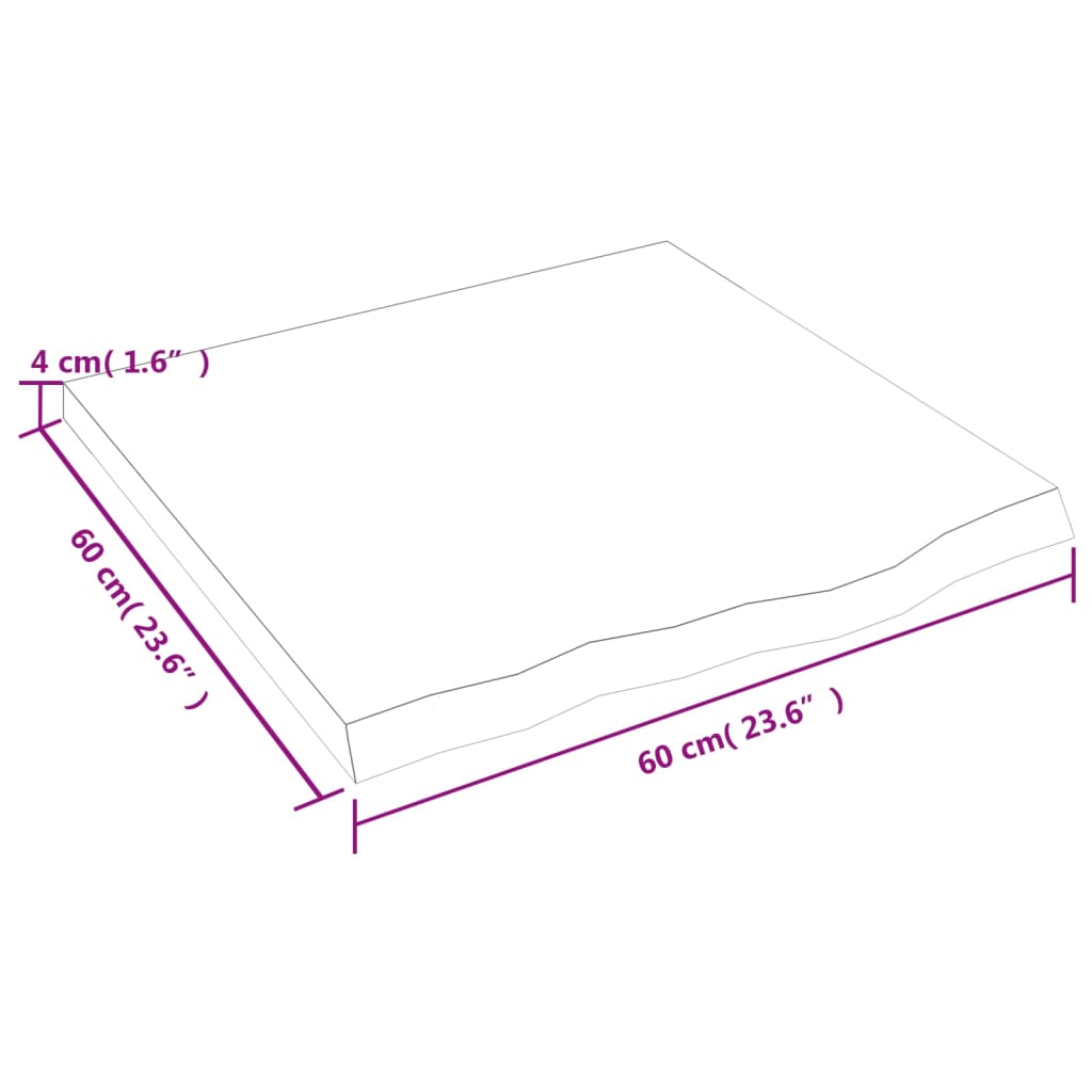 væghylde 60x60x(2-4) cm ubehandlet massivt egetræ