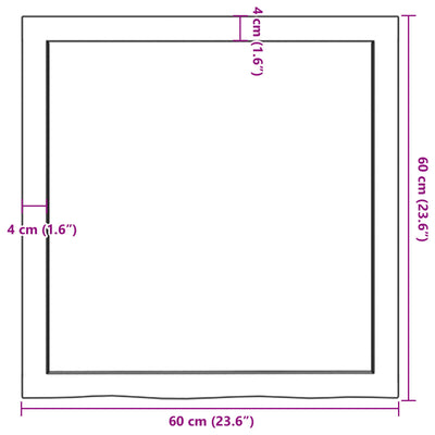 væghylde 60x60x(2-4) cm ubehandlet massivt egetræ