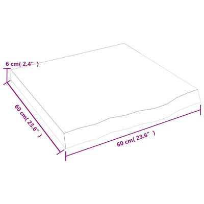 væghylde 60x60x(2-6) cm ubehandlet massivt egetræ