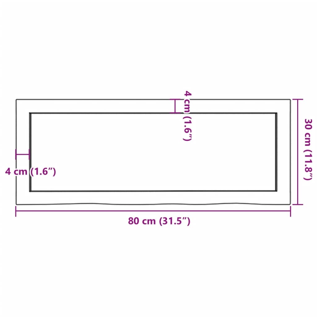 væghylde 80x30x(2-6) cm ubehandlet massivt egetræ