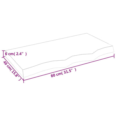 væghylde 80x40x(2-6) cm ubehandlet massivt egetræ