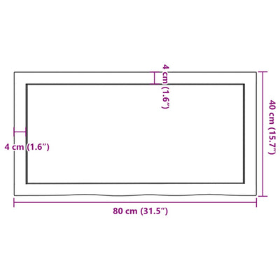 væghylde 80x40x(2-6) cm ubehandlet massivt egetræ