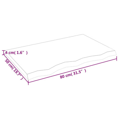 væghylde 80x50x(2-4) cm ubehandlet massivt egetræ