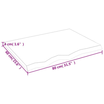 væghylde 80x60x(2-4) cm ubehandlet massivt egetræ