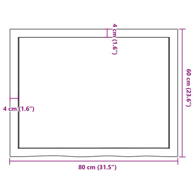 væghylde 80x60x(2-4) cm ubehandlet massivt egetræ