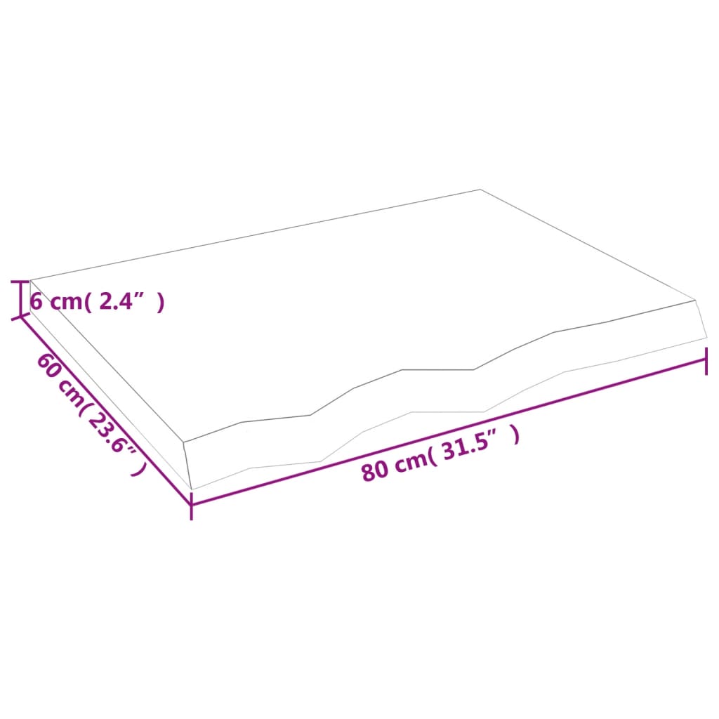 væghylde 80x60x(2-6) cm ubehandlet massivt egetræ