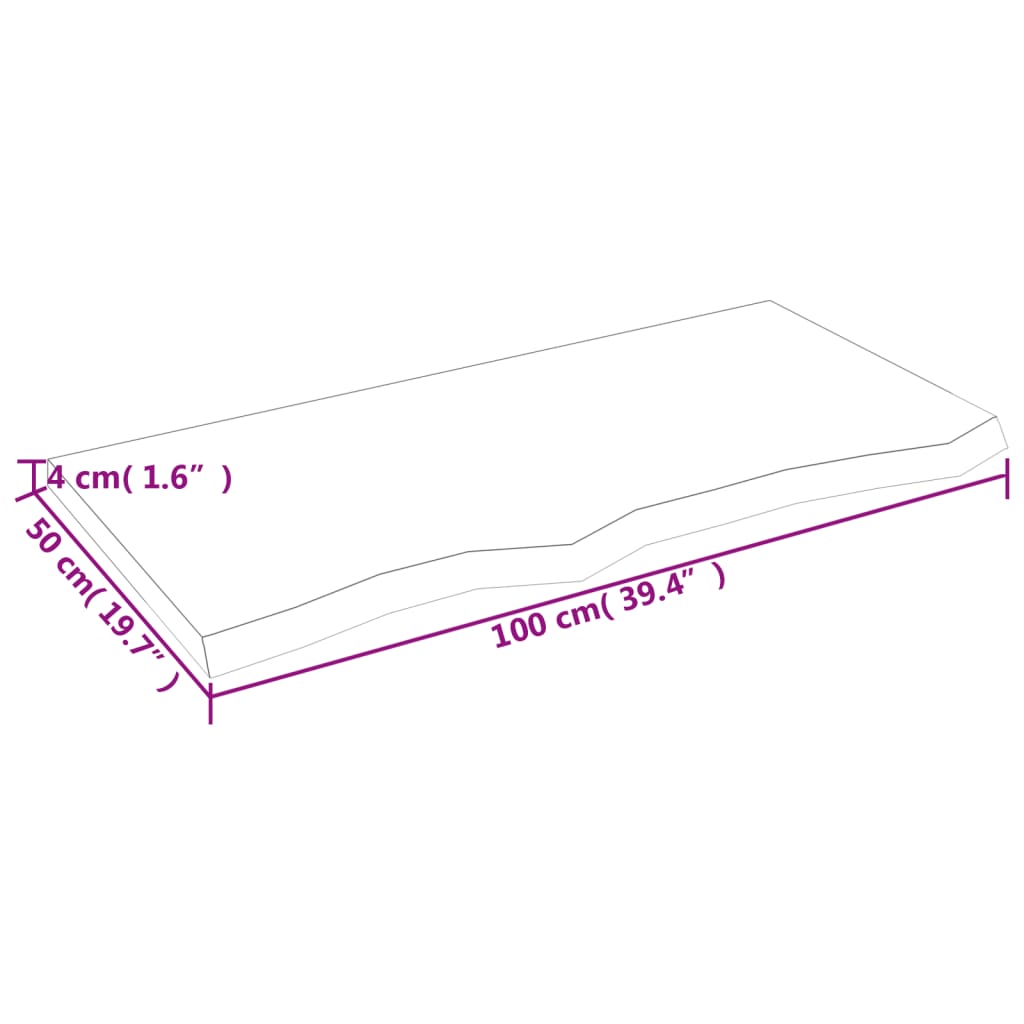 væghylde 100x50x(2-4) cm ubehandlet massivt egetræ