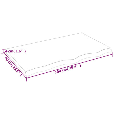 væghylde 100x60x(2-4) cm ubehandlet massivt egetræ