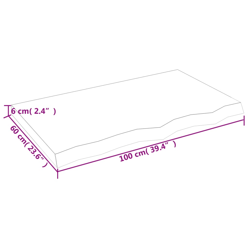 væghylde 100x60x(2-6) cm ubehandlet massivt egetræ