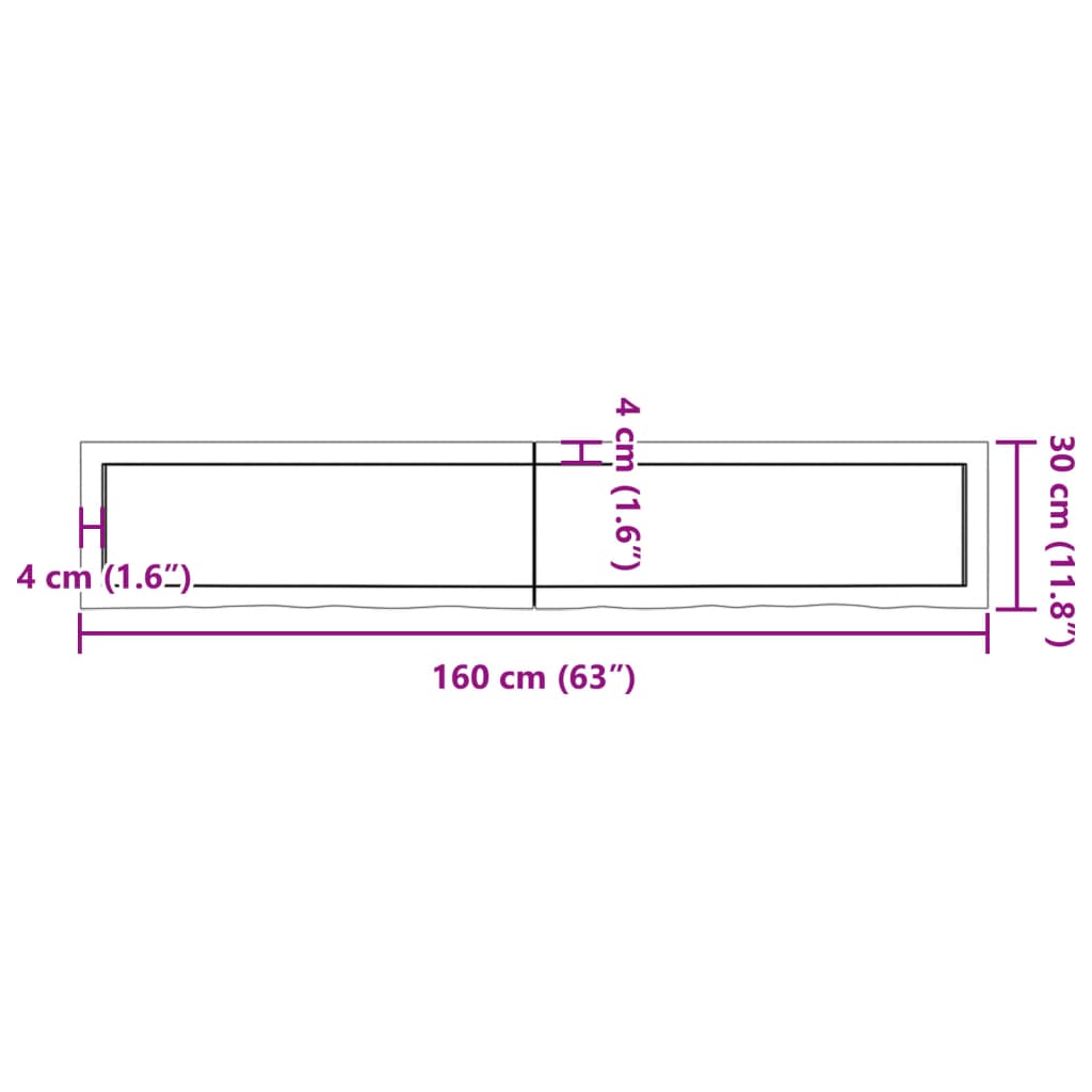 væghylde 160x30x(2-6) cm ubehandlet massivt egetræ