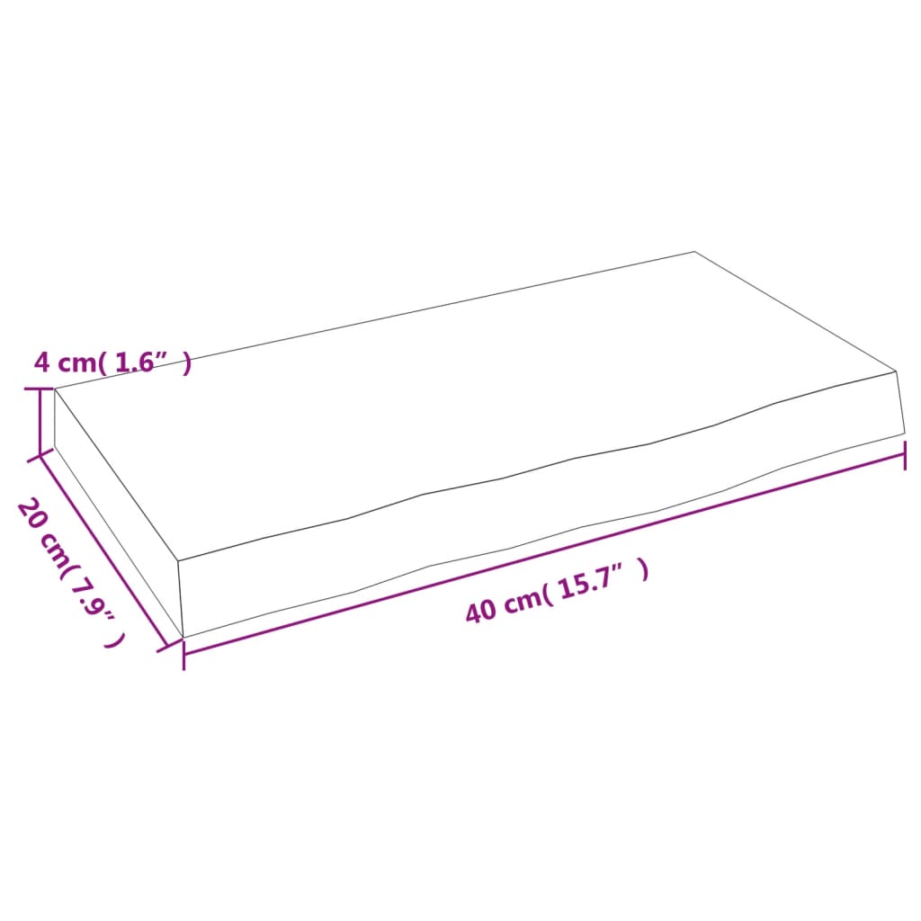 væghylde 40x20x4 cm behandlet massivt egetræ lysebrun