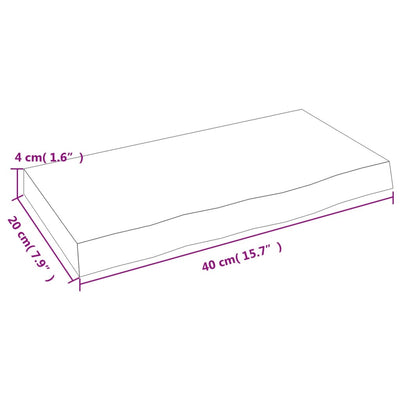 væghylde 40x20x4 cm behandlet massivt egetræ lysebrun