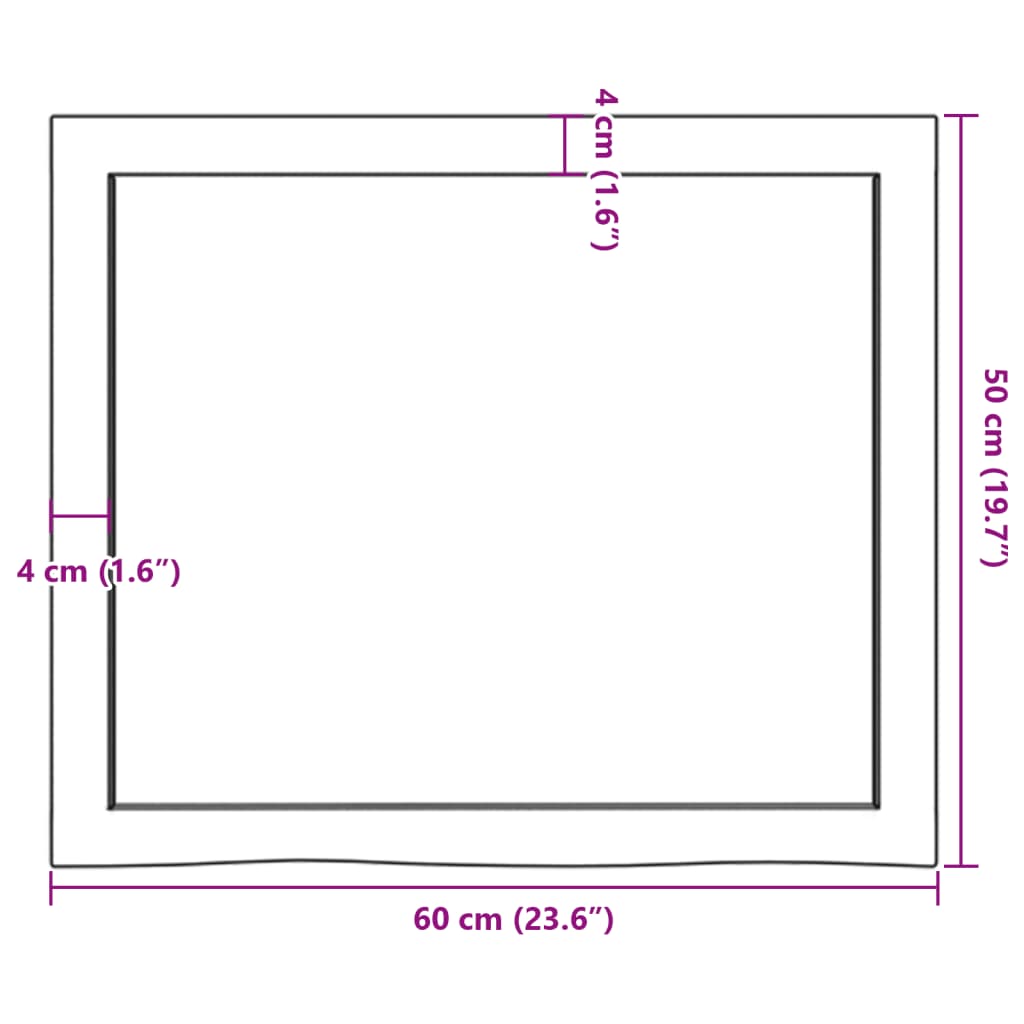 væghylde 60x50x(2-4) cm behandlet massivt egetræ lysebrun