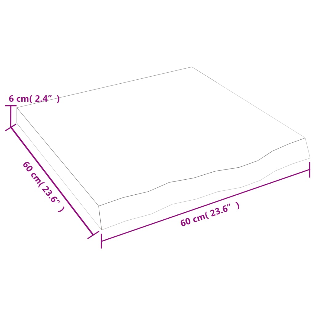 væghylde 60x60x(2-6) cm behandlet massivt egetræ lysebrun