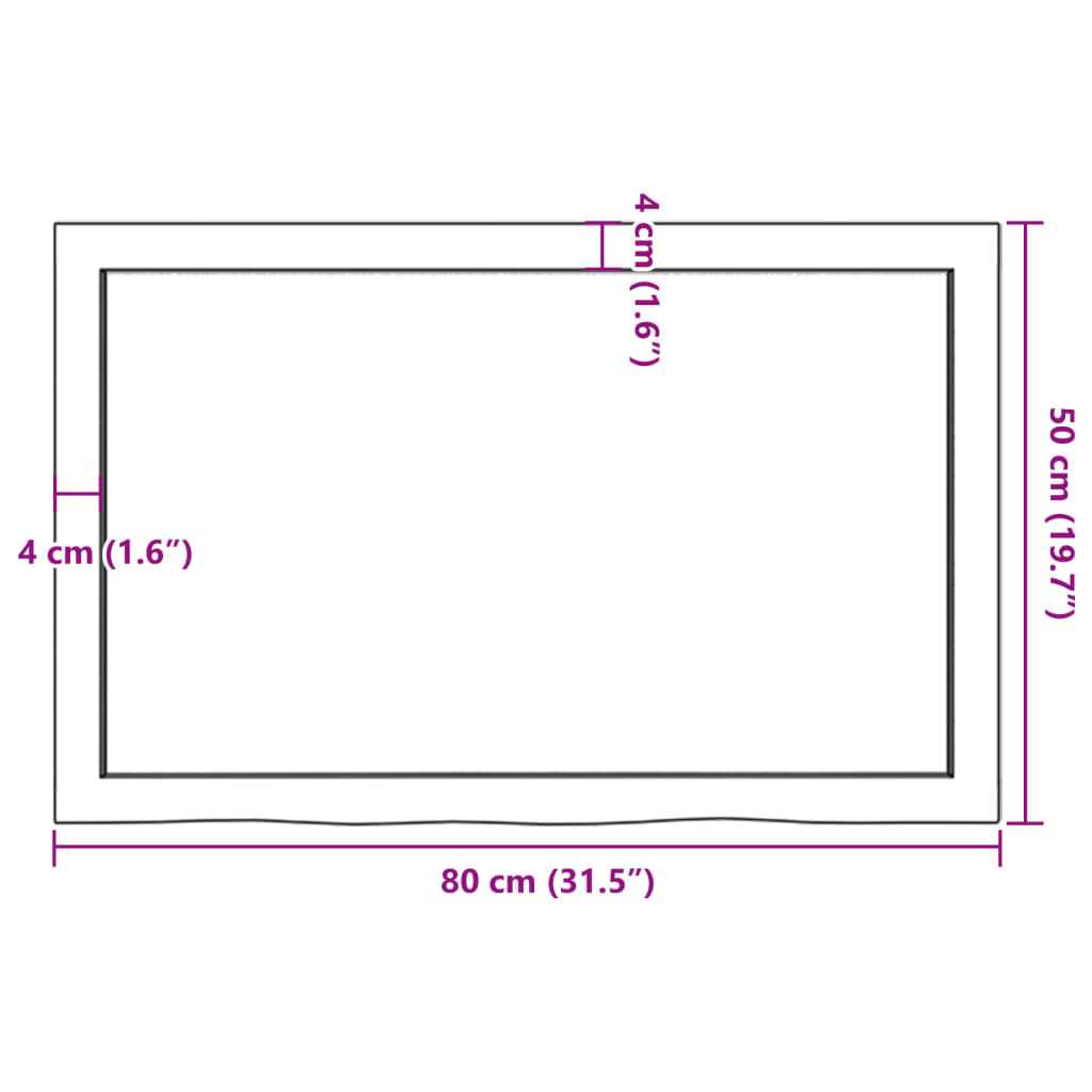 væghylde 80x50x(2-4) cm behandlet massivt egetræ lysebrun