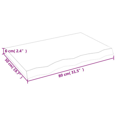 væghylde 80x50x(2-6) cm behandlet massivt egetræ lysebrun