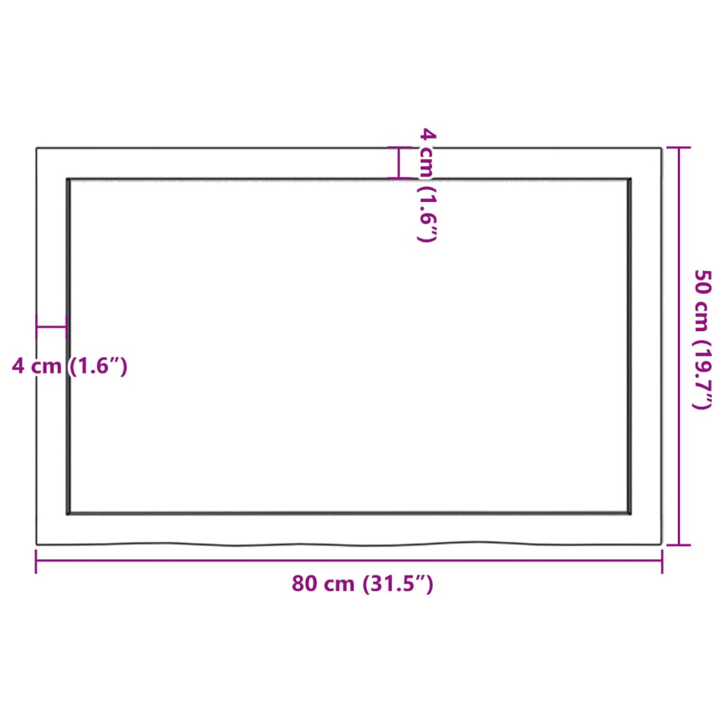 væghylde 80x50x(2-6) cm behandlet massivt egetræ lysebrun