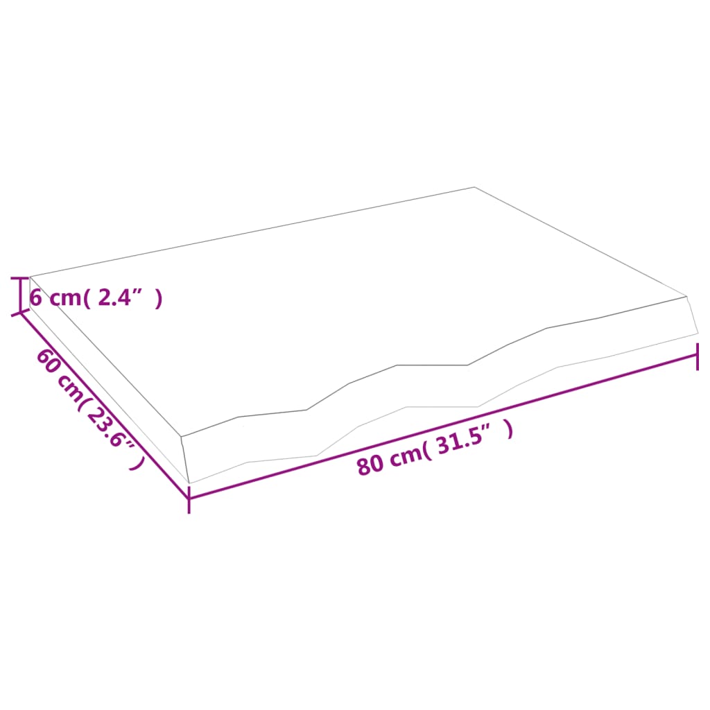 væghylde 80x60x(2-6) cm behandlet massivt egetræ lysebrun