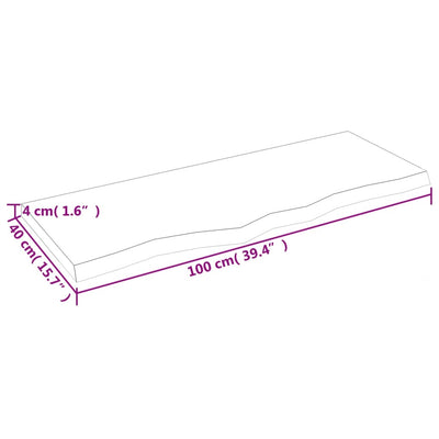 væghylde 100x40x(2-4) cm behandlet massivt egetræ lysebrun