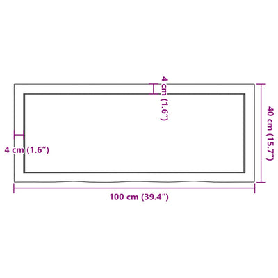 væghylde 100x40x(2-6) cm behandlet massivt egetræ lysebrun