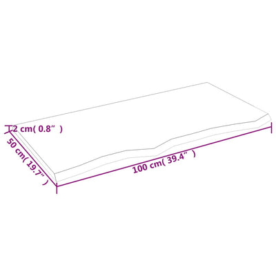 væghylde 100x50x2 cm behandlet massivt egetræ lysebrun