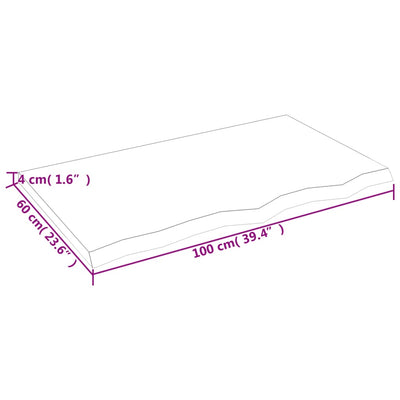 væghylde 100x60x(2-4) cm behandlet massivt egetræ lysebrun