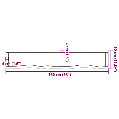 væghylde 160x30x(2-6) cm behandlet massivt egetræ lysebrun