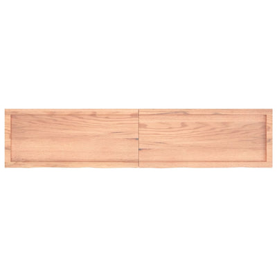 væghylde 180x40x(2-6) cm behandlet massivt egetræ lysebrun