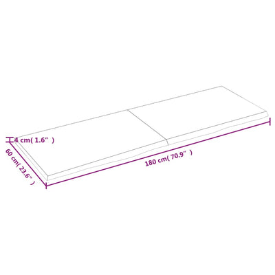 væghylde 180x60x(2-4) cm behandlet massivt egetræ lysebrun