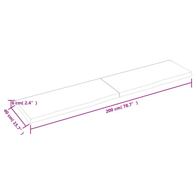 væghylde 200x40x(2-6) cm behandlet massivt egetræ lysebrun