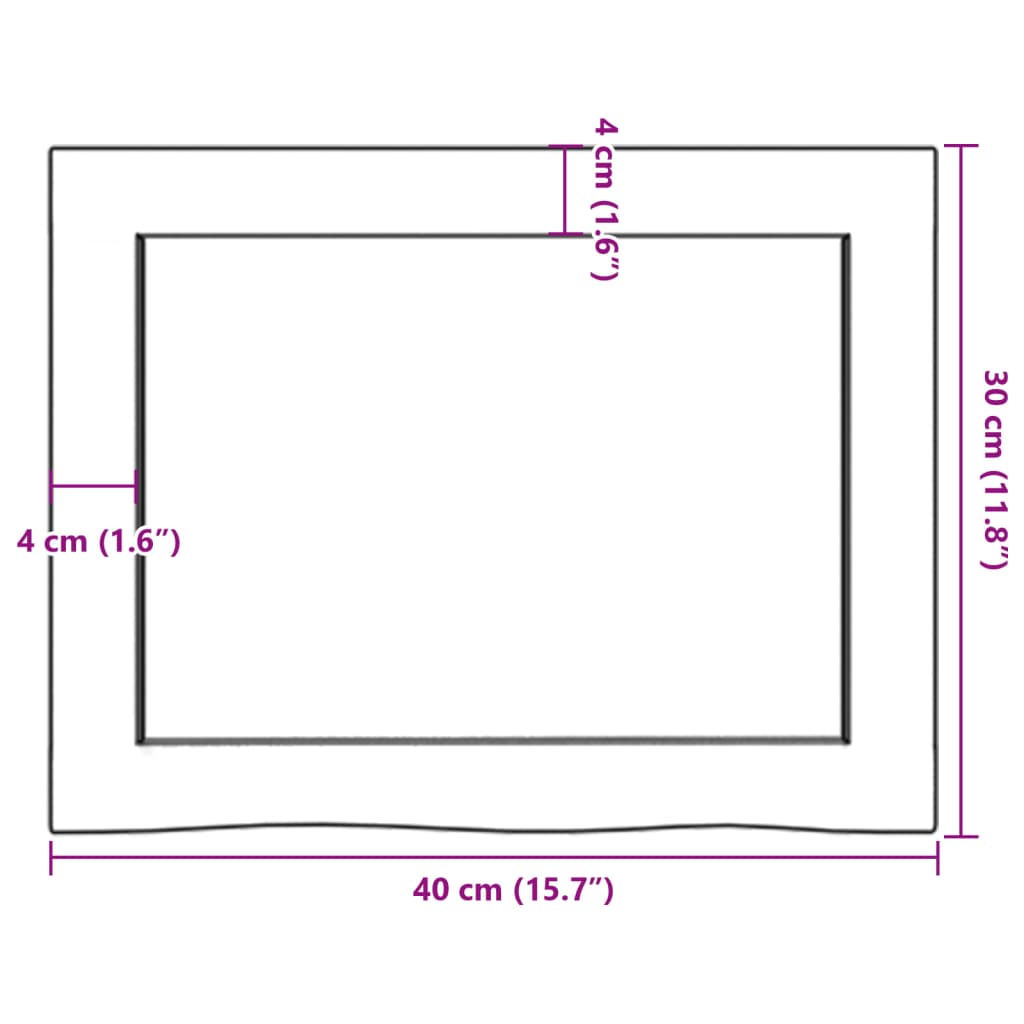 væghylde 40x30x(2-4) cm behandlet massivt egetræ mørkebrun