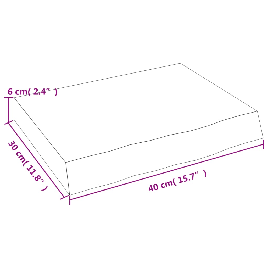 væghylde 40x30x(2-6) cm behandlet massivt egetræ mørkebrun